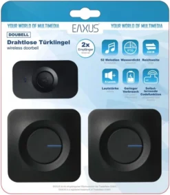 Komfort EAXUS 3-teiliges Türklingel Set Mit 2 Receivern Schwarz