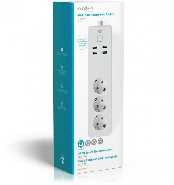 Komfort Nedis WIFIP311FWT Smart Steckdosenleiste 3x Schuko Typ F, 4x USB 4 Komfort Nedis WIFIP311FWT Smart Steckdosenleiste 3x Schuko Typ F, 4x USB – Bild 2