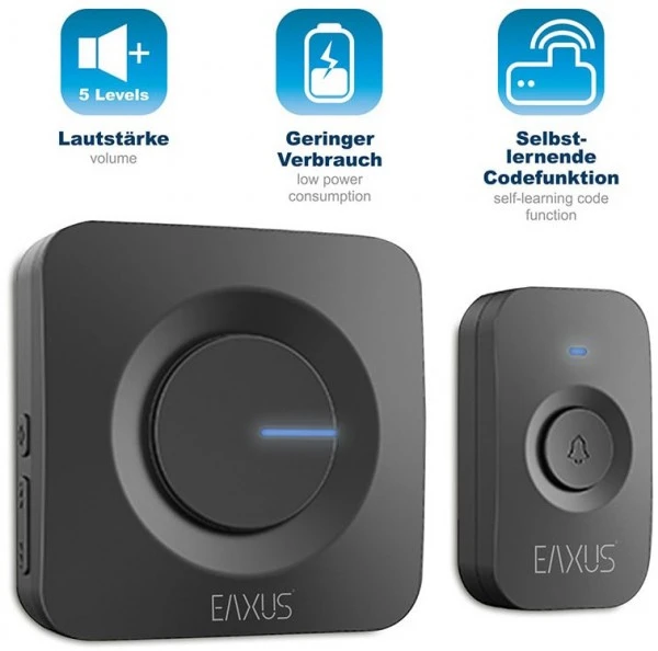 Komfort EAXUS Wireless Doorbell Funktürklingel Schwarz 3 Komfort EAXUS Wireless Doorbell Funktürklingel Schwarz